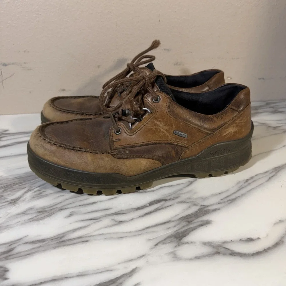 ECCO Men's Track 25 Low GORETEX Brown Leather Sz 10-10.5 44 Hiking Outdoors